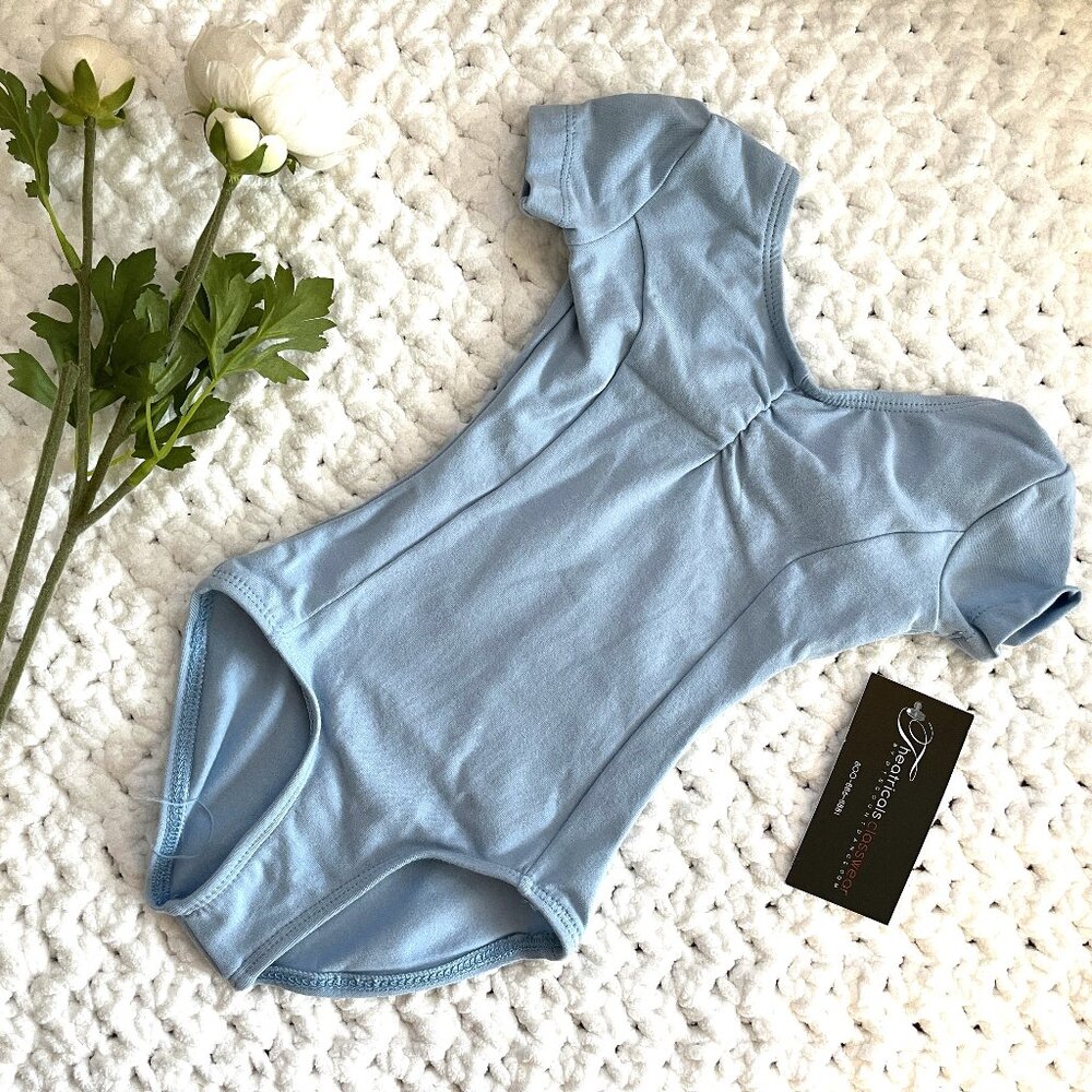 NWT Girls Theatrical Dancewear Cotton Leotard (Blue) XS